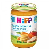 HiPP Sebzeli ve Tavuklu Erişte Laktozsuz Tahılsız Glutensiz Organik Kavanoz Maması 220 gr