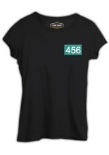 Lord T-Shirt Squid Game Number 456 Göğüs Logo Siyah Bayan T-Shirt L