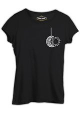 Lord T-Shirt Mandala Ay Ve Güneş Siyah Bayan T-Shirt Xl