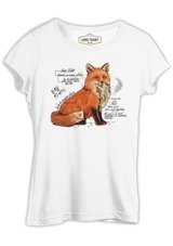 Lord T-Shirt A Fox Sketch With Handwritten Notes Beyaz Kadın T-Shirt 001 Beyaz S