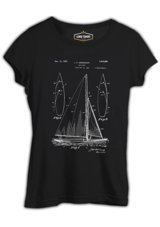 Lord T-Shirt Yat Kulübü Sail Boat Siyah Kadın T-Shirt 001 Siyah M
