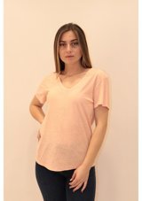 Rich Kadın Organik V Yaka T-Shirt %100 Pamuk T-Shirt Yavru Ağzı S