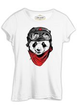 Lord T-Shirt A Panda With A Bamboo İn The Mouth Beyaz Kadın T-Shirt 001 Beyaz S