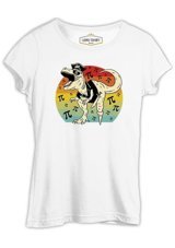 Lord T-Shirt Pirate Dinosaur With Pi Background Beyaz Kadın T-Shirt 001 Beyaz Xl