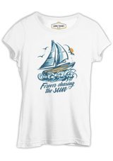 Lord T-Shirt Sailing Boat Chasing The Sun Beyaz Kadın T-Shirt 001 Beyaz S