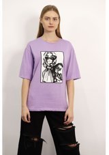 Gabria Kadın Baskılı T-Shirt Lila (506124900) M