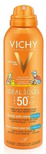 Vichy Ideal Soleil 50+ Faktör Tüm Ciltler İçin Yağsız Parfümsüz Parabensiz Bebek Çocuk Vücut ve Yüz Güneş Kremi 200 ml