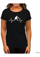 Zepplin Giyim Basketball Heartbeat Siyah Kadın T-Shirt M