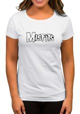 Zepplin Giyim Misfits Logo Black Beyaz Kadın T-Shirt L