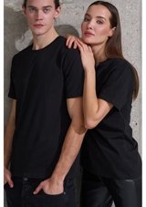 Uyguntarz Unisex Pamuklu Oversize Basic T-Shirt Siyah S M