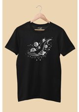 Artaport Design Unisex Derin Uzay V3 Tasarım Baskılı Siyah T-Shirt Turkuaz Xl