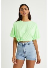 Polo State Kadın Neon Yağ Yıkamalı T-Shirt Yeşil L