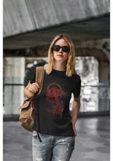 Artaport Design Unisex Anka Kuşu Tasarım Baskılı Siyah T-Shirt Kırmızı Xl