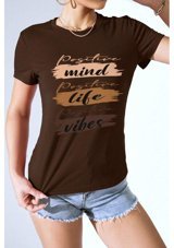 Uyguntarz Unisex Mind Life Vibes Baskılı Oversize T-Shirt Kahve Xl