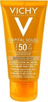 Vichy Capital Soleil Tinted Dry Touch Face Renkli 50 Faktör Karma ve Yağlı Ciltler İçin Ton Eşitleyici Aydınlatıcı Yağlı Güneş Kremi 50 ml