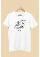 Artaport Design Unisex Derin Uzay V3 Tasarım Baskılı Beyaz T-Shirt Bordo L