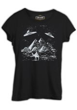 Lord T-Shirt Egyptian Pyramids And Aliens Siyah Kadın T-Shirt 001 Siyah M