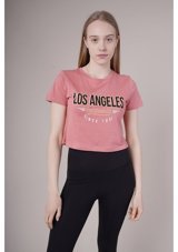 Gabria Kadın Los Angeles Baskılı Mini T-Shirt Mınt S