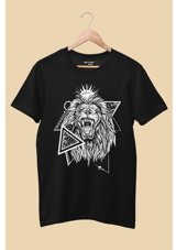 Artaport Design Unisex Aslan Tasarım Baskılı Siyah T-Shirt S