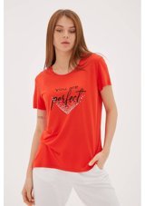Fashion Friends Bayan T-Shirt 23Y0221K1 Kırmızı Xl