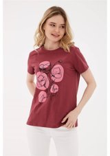 Fashion Friends Baskılı T-Shirt Vişne / Cherry Vişne S