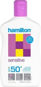 Hamilton Sensitive Lotion Renksiz 50+ Faktör Alerjik ve Hassas Ciltler İçin Yağlı Suya Dayanıklı Vücut ve Yüz Güneş Losyonu 265 ml