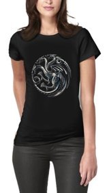Art T-Shirt Targaryen Dragons Desıgn Kadın Siyah T-Shirt M