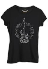 Lord T-Shirt Guitar And The Notes Siyah Kadın T-Shirt 001 Siyah S