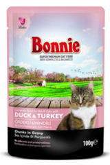 Bonnie Ördekli Pouch Jelly Hindili Ördekli Jöleli Yetişkin Yaş Kedi Maması 100 gr