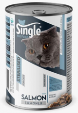 Single For Cats Sterilized Kısırlaştırılmış Somonlu Yetişkin Yaş Kedi Maması 400 gr