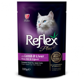 Reflex Plus Pouch Ciğerli Kuzu Etli Jöleli Yetişkin Yaş Kedi Maması 100 gr