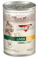 BonaCibo Ciğerli Soslu Yetişkin Yaş Kedi Maması 400 gr
