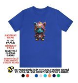 T-Shirt Cin / Sevimli Canavar Baskılı Sax Mavi Renk T-Shirt Xl