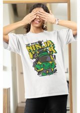 Fuddy Moda Ninja Hulk Baskılı T-Shirt, Unisex Marvel Karakteri Baskılı T-Shirt 001 Siyah L