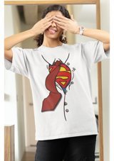 Fuddy Moda Kravatlı Süperman Logo Baskılı T-Shirt, Unisex Dc Evreni Baskılı T 001 Siyah S
