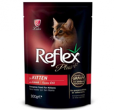 Reflex Plus Pouch Kuzu Etli Soslu Yavru Yaş Kedi Maması100 gr