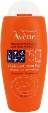 Avene Sport Fluid Renksiz 50 Faktör Hassas Ciltler İçin Yağsız Suya Dayanıklı Vücut ve Yüz Güneş Kremi 100 ml