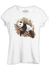 Lord T-Shirt Panda Sleeping On A Branch Beyaz Kadın T-Shirt 001 Beyaz L