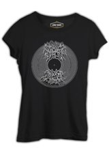 Lord T-Shirt Waves On A Vinyl Siyah Kadın T-Shirt 001 Siyah S