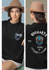 Fuddy Moda Harry Potter Ravenclaw Sırt Baskılı T-Shirt, Unisex Harry Potter 001 Beyaz L