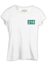 Lord T-Shirt Squid Game 218 Göğüs Logo Beyaz Bayan T-Shirt S