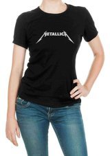 Qivi Metallica Logo Metal Rock Müzik Music Baskılı Siyah Kadın T-Shirt Siyah S