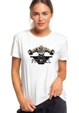 Qivi Pitbull V Power Baskılı Beyaz Kadın T-Shirt Xs