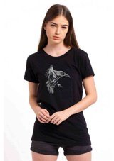 Qivi The Crow Of Ragnar Baskılı Siyah Kadın T-Shirt Siyah L