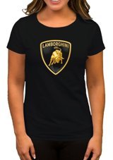 Zepplin Giyim Lamborghini Logo 2 Siyah Kadın T-Shirt L