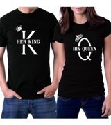Zepplin Giyim Her King His Queen Sevgili Çift Siyah T-Shirt Standart Erkek Beden 3Xl Kadın Beden L