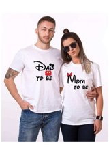 T-Shirthane Dad Mom To Be Sevgili Kombinleri T-Shirt Kombini Standart Erkek Beden S Kadın Beden Xs