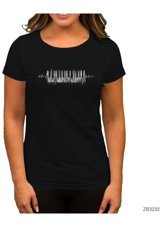 Zepplin Giyim Piano Beat Siyah Kadın T-Shirt Xs