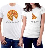 Zepplin Giyim Pizza Dilim Sevgili Çift Siyah T-Shirt Standart Erkek Beden Xs Kadın Beden M