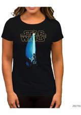 Zepplin Giyim Star Wars Sword And Logo Siyah Kadın T-Shirt S